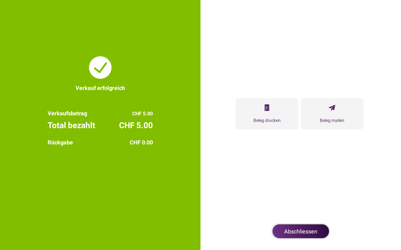 DE SelfCheckoutMode bezahlt Quittung drucken