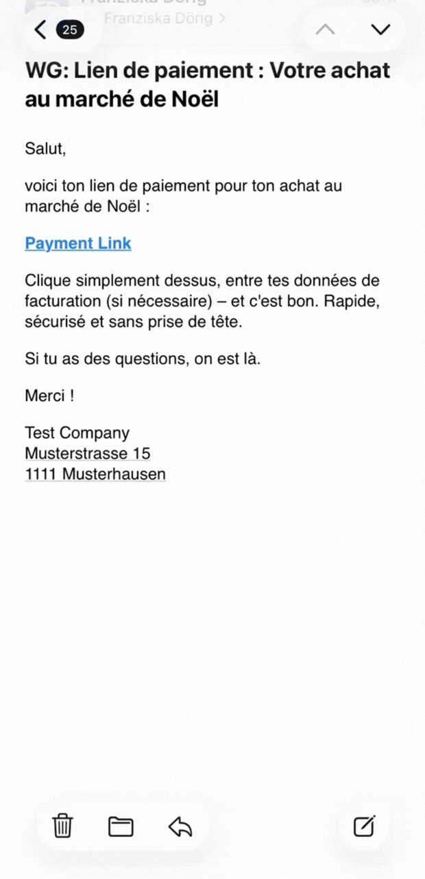FR-GIF Pay-by-Link Kunde bezahlt on mobile