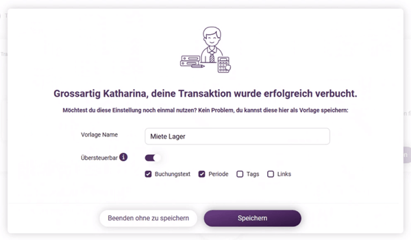 Bankabgleich Vorlage speichern