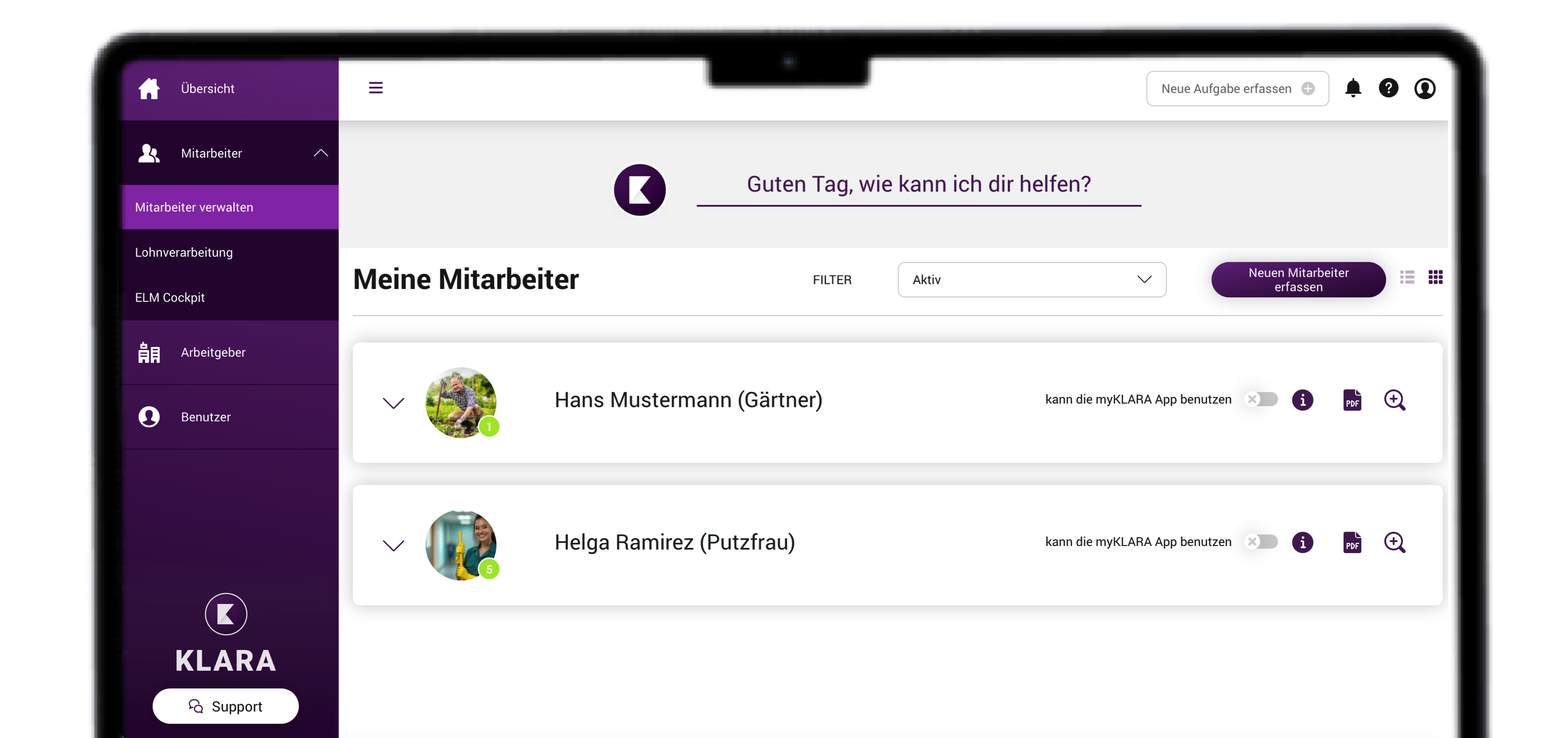 KLARA Home Mockup Web