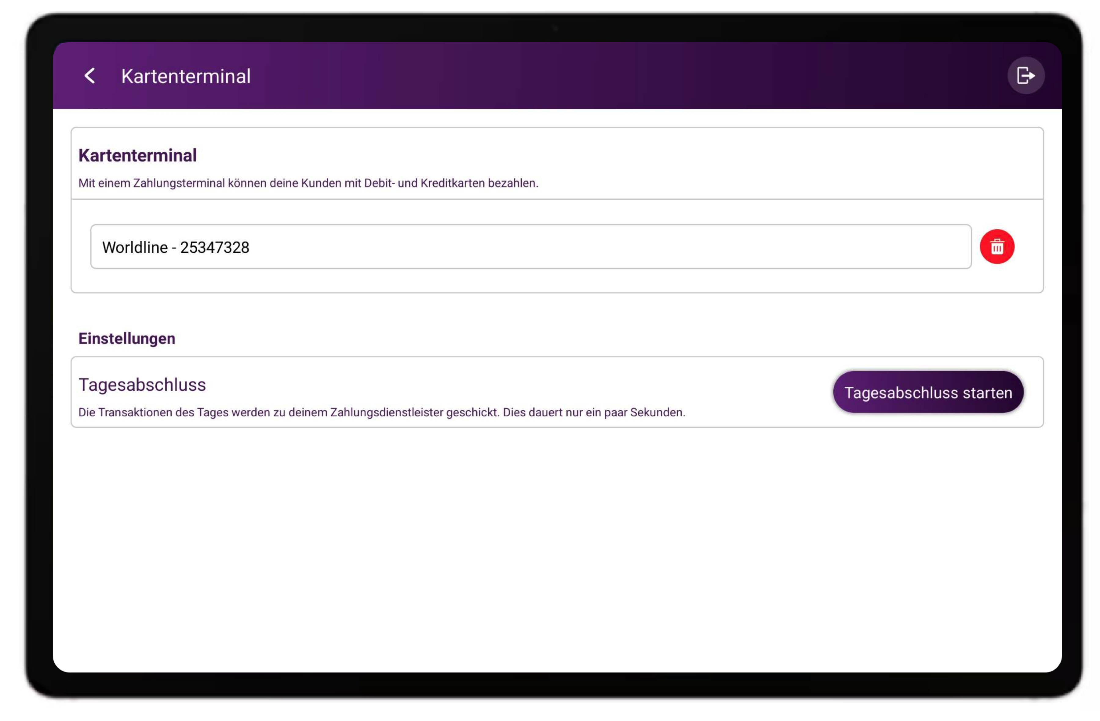 KLARA Kasse Tablet Manueller Tagesabschluss