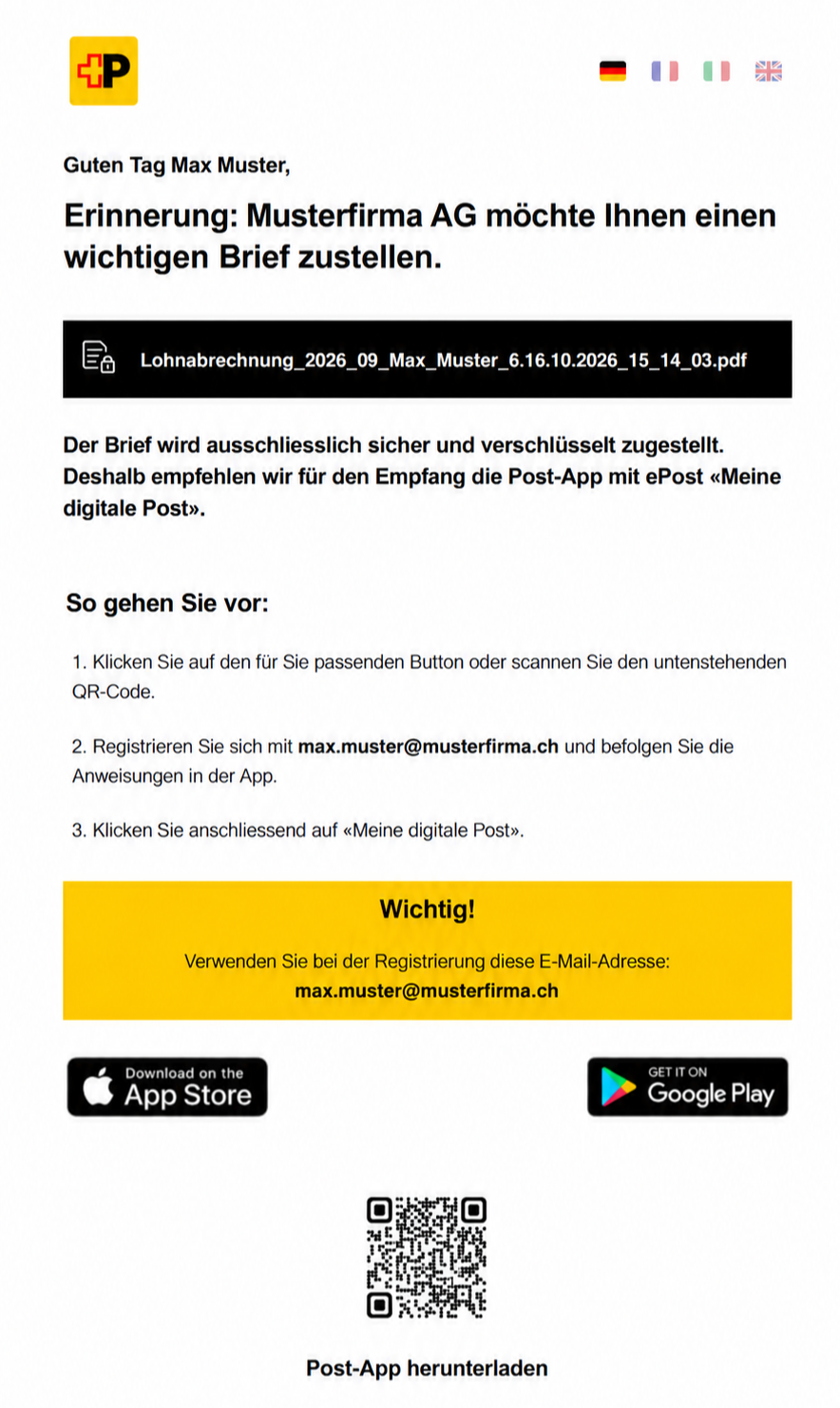 Post-App-Benachrichtigung für Max Muster-1