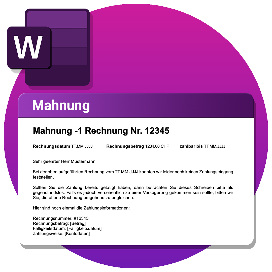Vorlage Mahnung