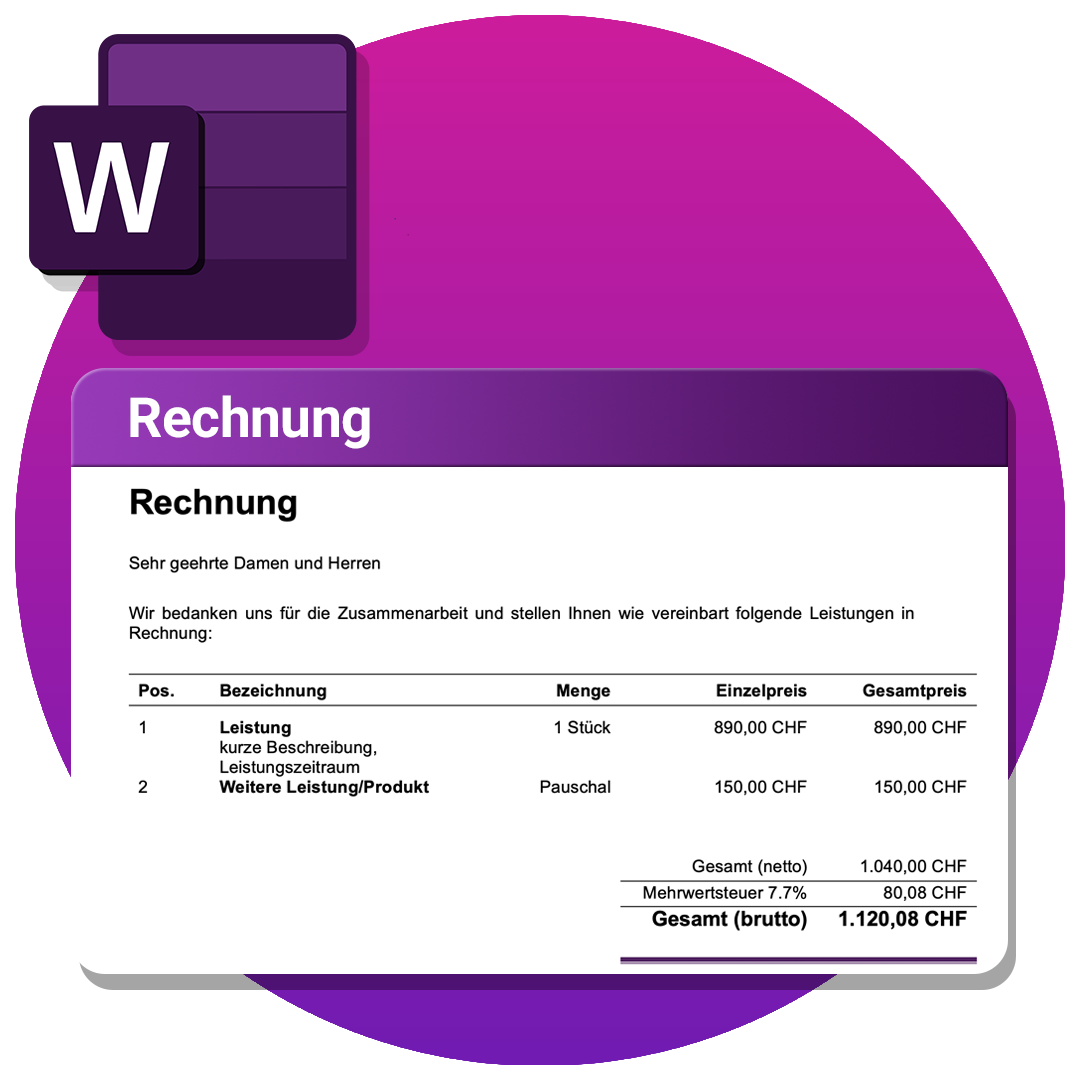 Vorlage Rechnung