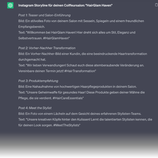 ChatGPT Bsp IG Storyline