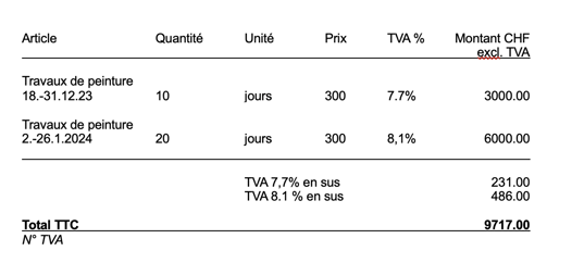 Facture exemple tva
