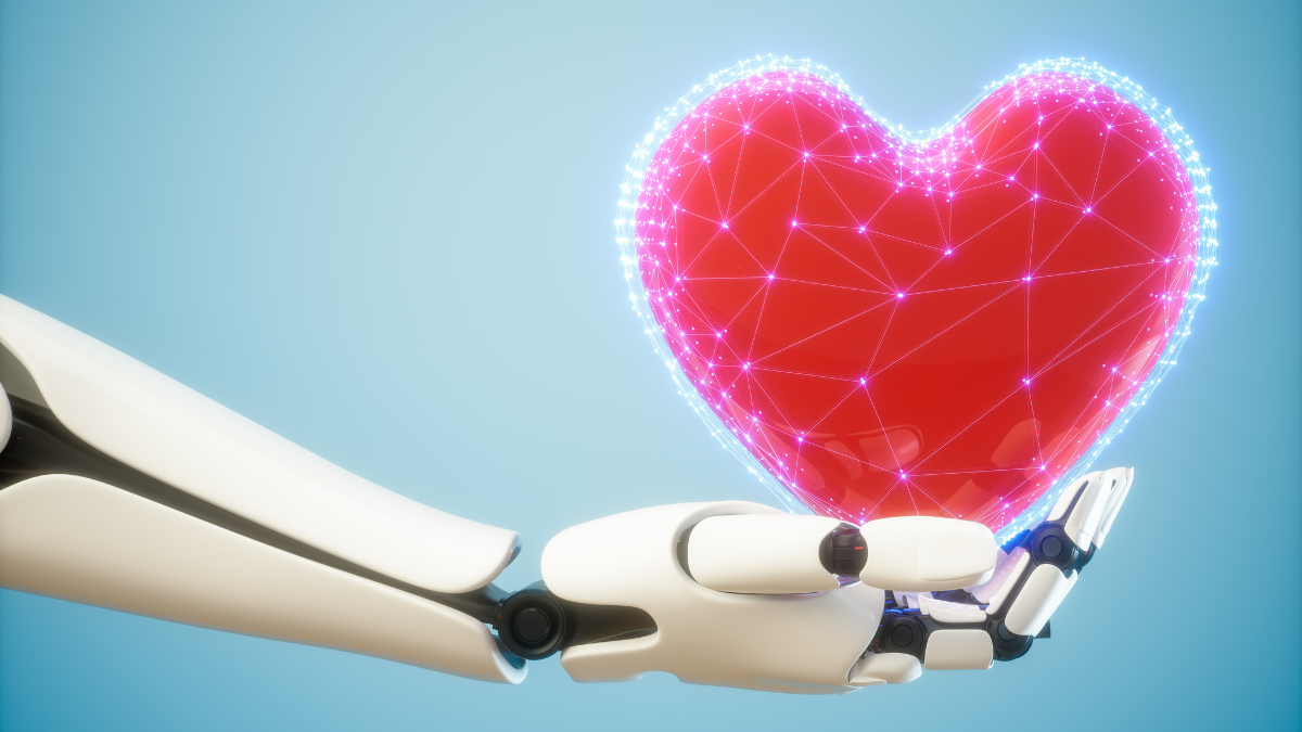 Roboterhand hält Herz - Blog Header Zusammenspiel Business-Software